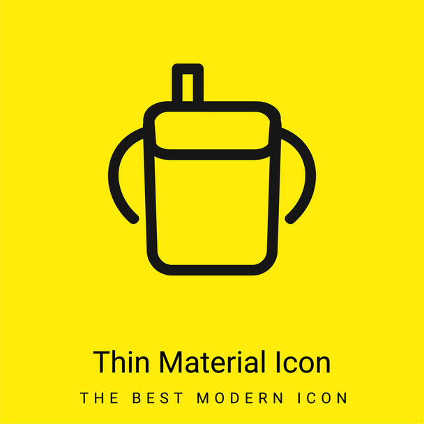 Baby Drinking Bottle Outline With Side Handles minimal bright yellow material icon - Vector, Image