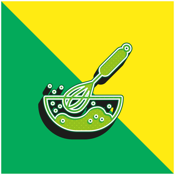Batidor verde y amarillo moderno vector 3d icono del logotipo - Vector, Imagen