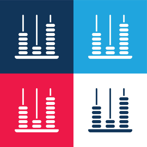Abacus niebieski i czerwony zestaw czterech kolorów minimalny zestaw ikon - Wektor, obraz