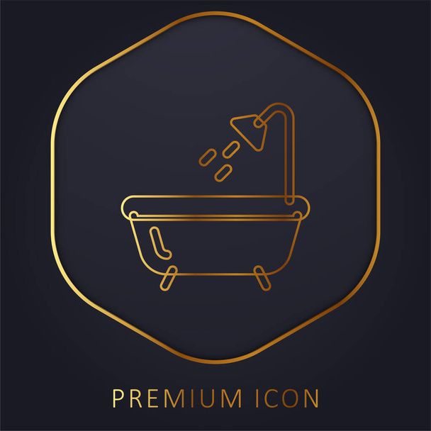 Baño línea de oro logotipo premium o icono - Vector, Imagen