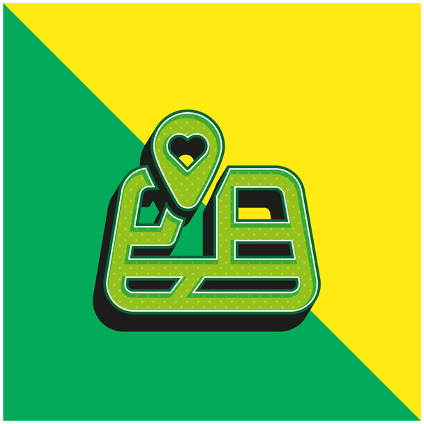 Marcador Verde e amarelo moderno logotipo do ícone do vetor 3d - Vetor, Imagem