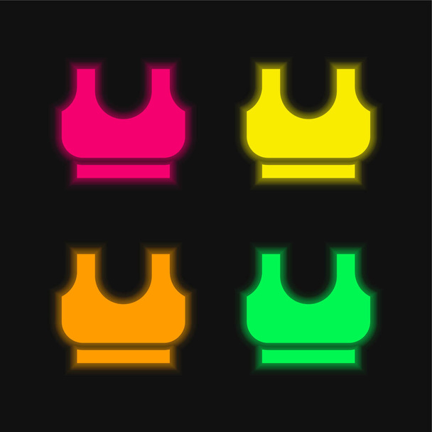 Bra four color glowing neon vector icon - Vector, Image