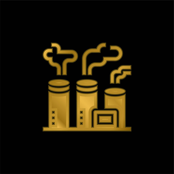 Zanieczyszczenie powietrza złocone metaliczna ikona lub wektor logo - Wektor, obraz