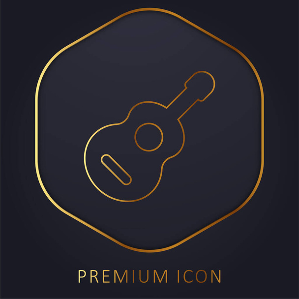 Логотип или иконка золотой линии акустической гитары - Вектор,изображение