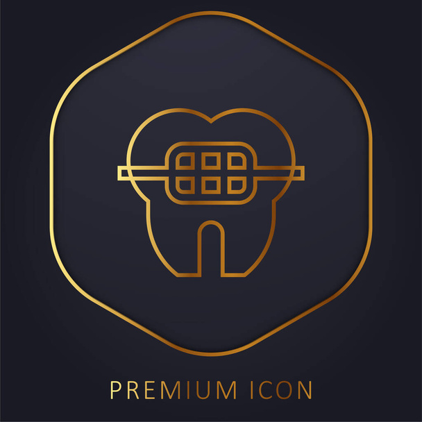 Braces golden line premium logo or icon - Vector, Image