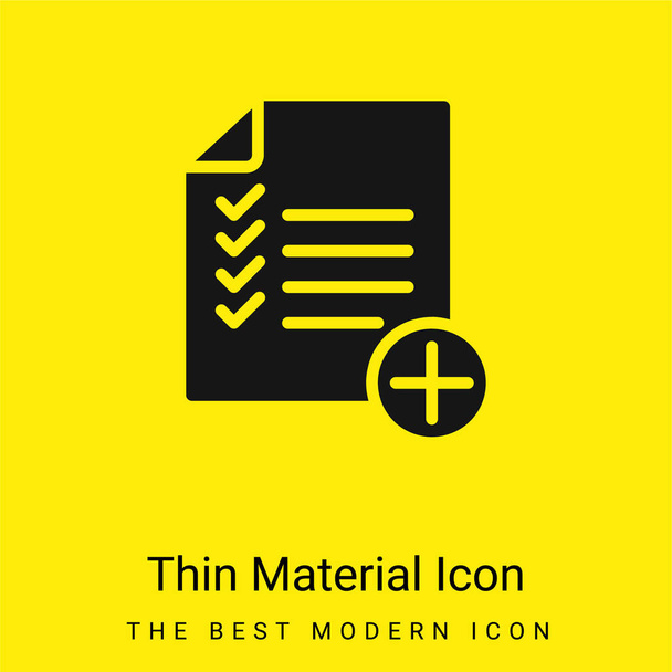 Dodaj listę minimalnej jasnożółtej ikony materiału - Wektor, obraz