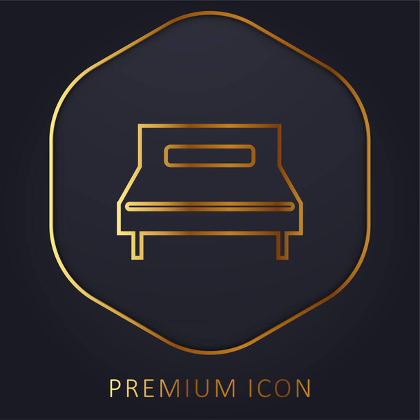Grand lit double ligne d'or logo premium ou icône - Vecteur, image