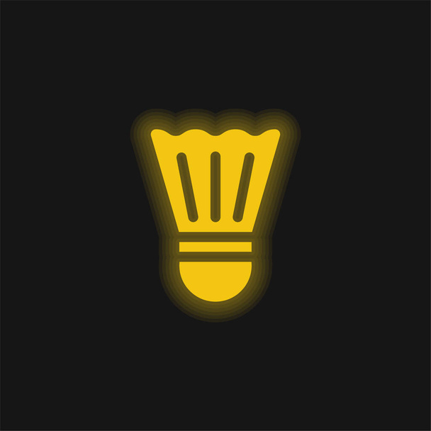 Bádminton amarillo brillante icono de neón - Vector, imagen