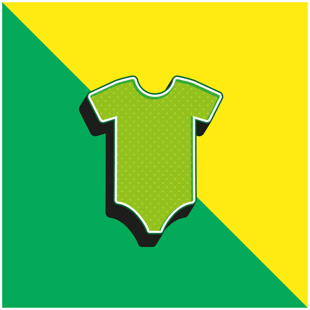 Bodysuit Verde e amarelo moderno logotipo vetor 3d ícone - Vetor, Imagem