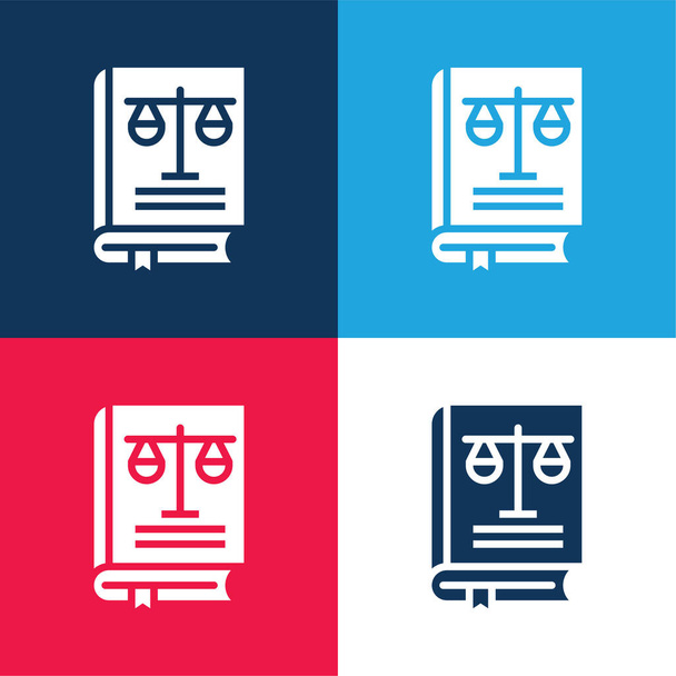 Bibbia blu e rosso quattro colori set di icone minime - Vettoriali, immagini