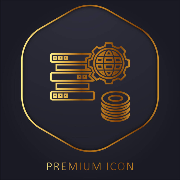 Big Data Золотая линия премиум логотип или значок - Вектор,изображение