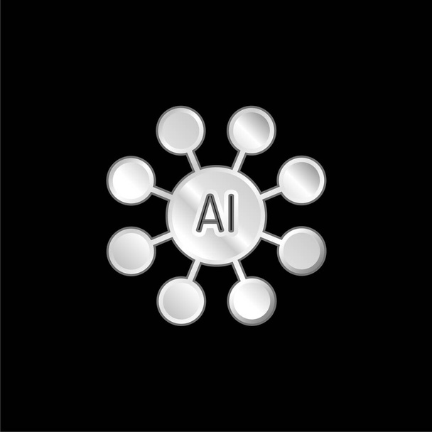 Ícone metálico banhado a prata AI - Vetor, Imagem