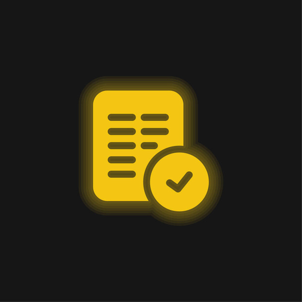 Accepter jaune brillant icône néon - Vecteur, image