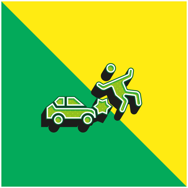 Accidente verde y amarillo moderno 3d vector icono logotipo - Vector, imagen