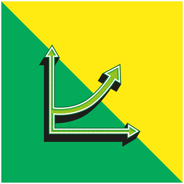 Linha de seta ascendente Gráfico Verde e amarelo moderno logotipo do ícone do vetor 3d - Vetor, Imagem
