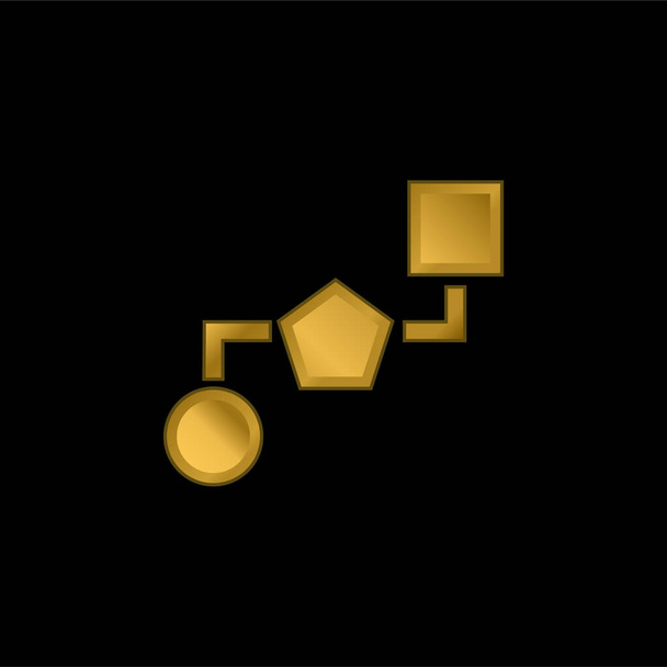 Block Scheme of Three Geometrical Shapes gold platted metalic icon or logo vector - Вектор,изображение