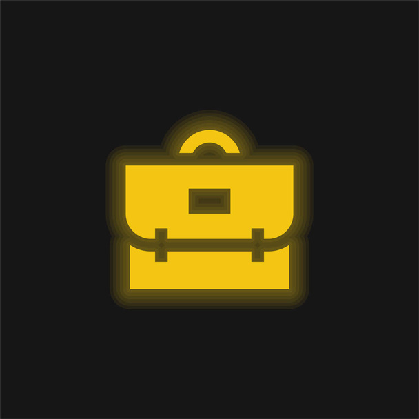 Aktatáska sárga izzó neon ikon - Vektor, kép