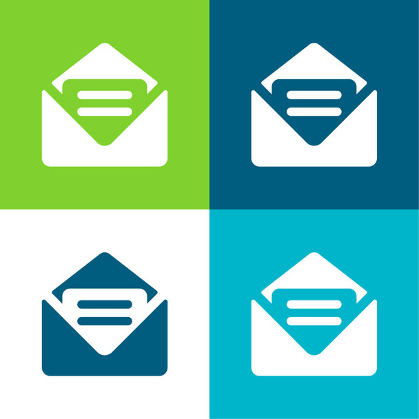 Big New Email Ensemble d'icônes minimal plat quatre couleurs - Vecteur, image