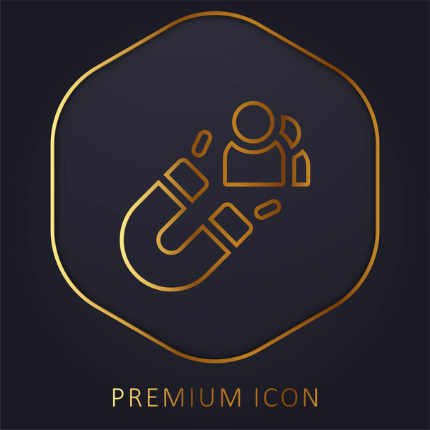 Houkutella asiakkaita kultainen linja premium logo tai kuvake - Vektori, kuva