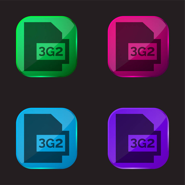 3g2 four color glass button icon - Vector, Image