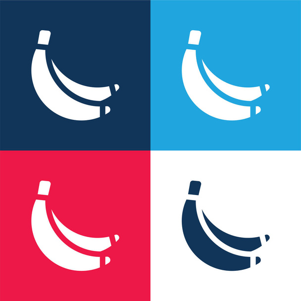 Banánkék és piros négy szín minimális ikon készlet - Vektor, kép