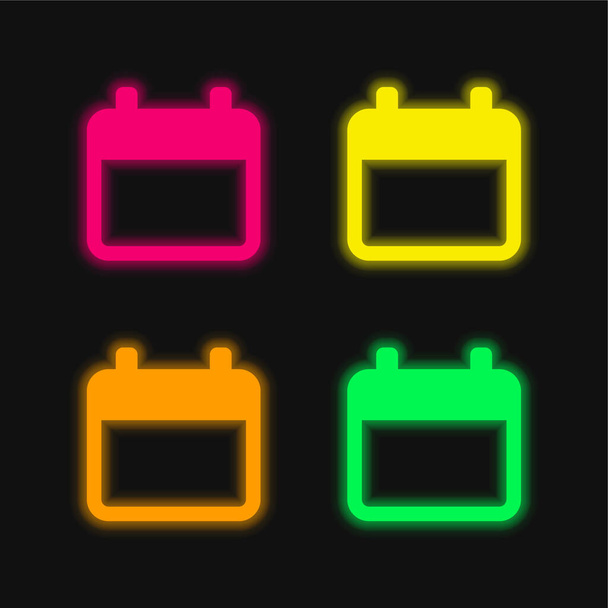 Agenda vier kleur gloeiende neon vector icoon - Vector, afbeelding