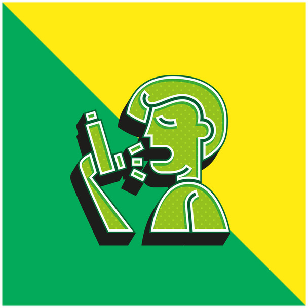 アストマグリーンと黄色の現代的な3Dベクトルアイコンのロゴ - ベクター画像