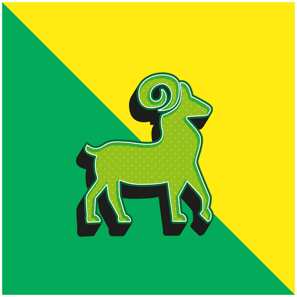 Símbolo Aries Verde e amarelo moderno logotipo do ícone do vetor 3d - Vetor, Imagem