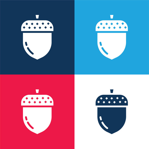 Ensemble d'icônes minimes quatre couleurs bleu maïs et rouge - Vecteur, image