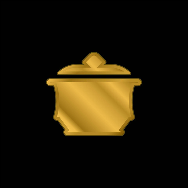 Ânfora banhado a ouro ícone metálico ou vetor logotipo - Vetor, Imagem