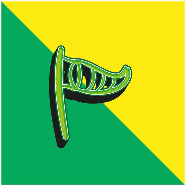 Herramienta triangular rayada del zócalo o de la bandera del viento de la playa a los vientos logotipo moderno verde y amarillo del icono del vector 3d - Vector, imagen