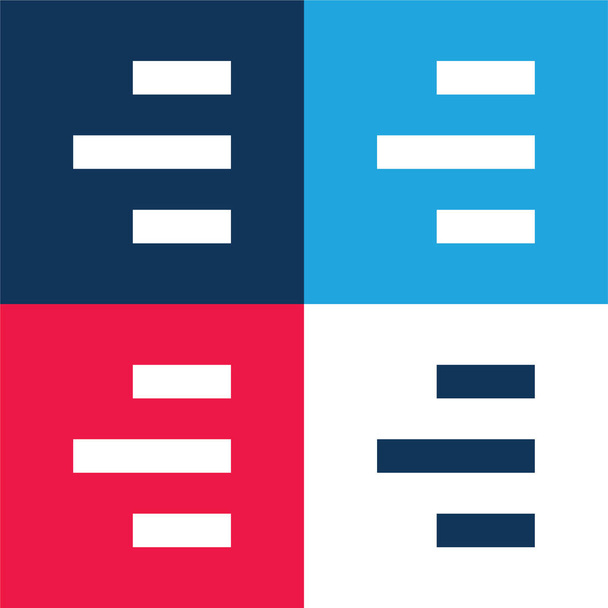 Allineamento a destra blu e rosso set di icone minime a quattro colori - Vettoriali, immagini
