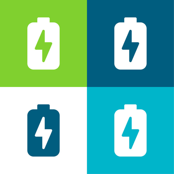 Bateria plana quatro cores conjunto de ícones mínimos - Vetor, Imagem