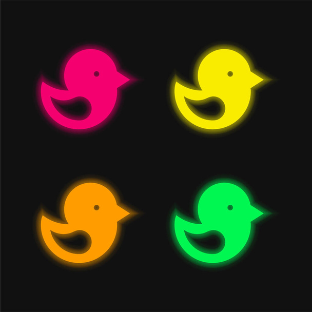 Lintu neljä väriä hehkuva neon vektori kuvake - Vektori, kuva