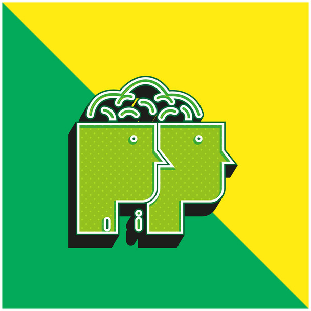 Beyin Fırtınası Yeşil ve Sarı Modern 3D vektör simgesi logosu - Vektör, Görsel