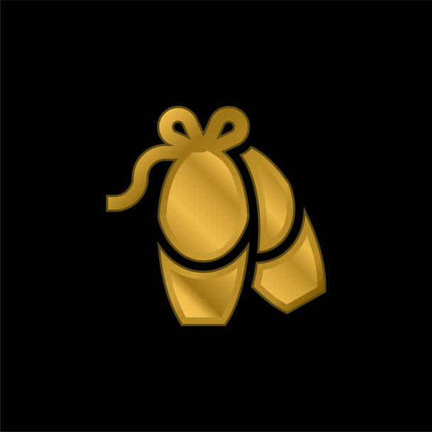 Bailarina chapado en oro icono metálico o logo vector - Vector, Imagen