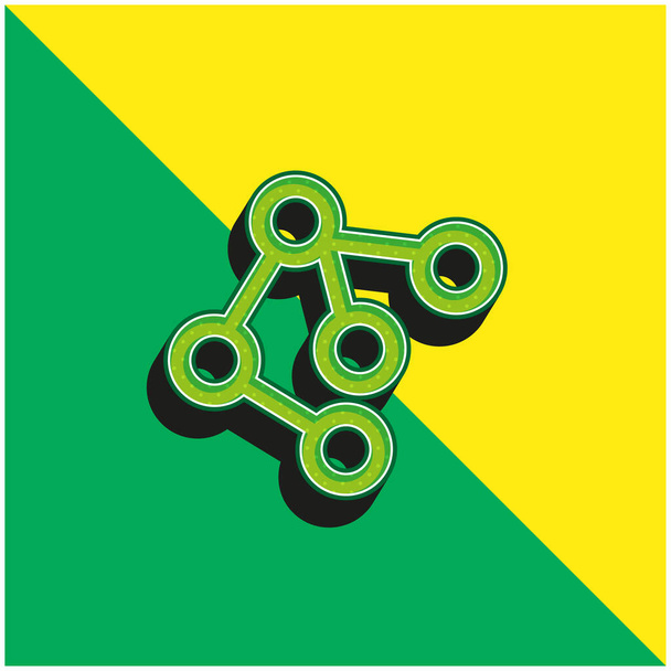 Çemberlerden ve Çizgilerden Yapılan Atomik Yapı Yeşil ve Sarı Modern 3D vektör simgesi - Vektör, Görsel