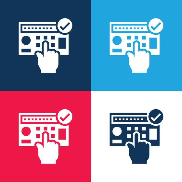 Alarm System niebieski i czerwony czterech kolorów minimalny zestaw ikon - Wektor, obraz