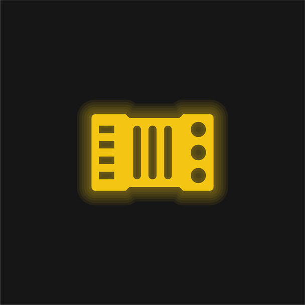 Acordeón amarillo brillante icono de neón - Vector, Imagen
