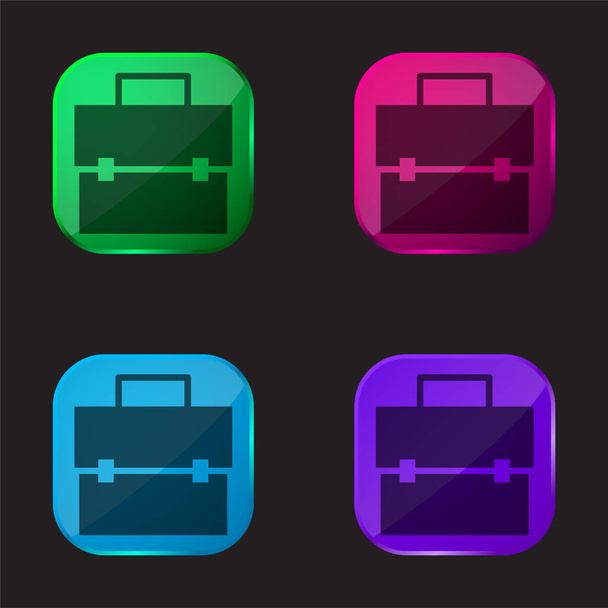 Maletín icono de botón de cristal de cuatro colores - Vector, Imagen
