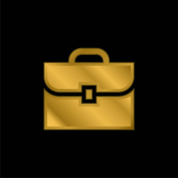 Briefcase banhado a ouro ícone metálico ou vetor logotipo - Vetor, Imagem