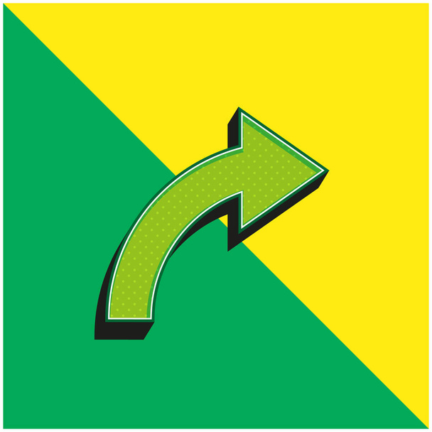 Arrow Curve Pointing To Right Groen en geel modern 3D vector icoon logo - Vector, afbeelding