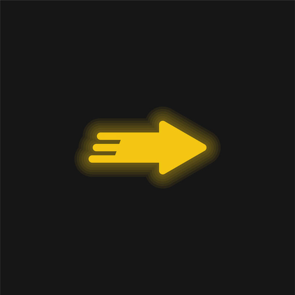 Pfeil rechts gelb leuchtendes Neon-Symbol - Vektor, Bild