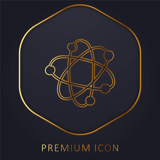 Atom línea de oro logotipo premium o icono - Vector, imagen