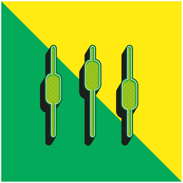 Caixa gráfico gráfico gráfico interface símbolo verde e amarelo moderno logotipo do ícone do vetor 3d - Vetor, Imagem
