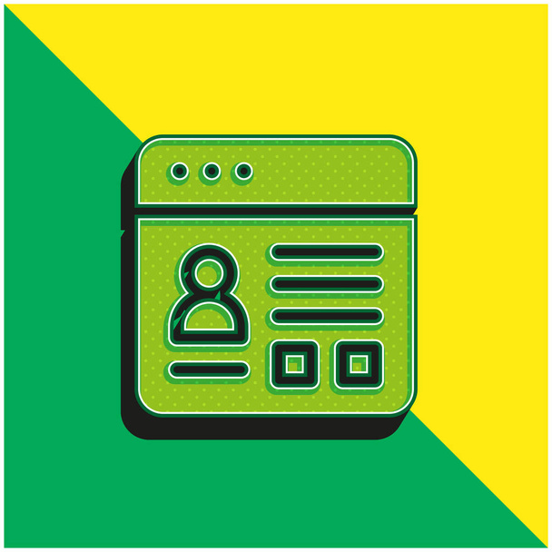 Account Green and yellow modern 3d vector icon logo - Vector, Image