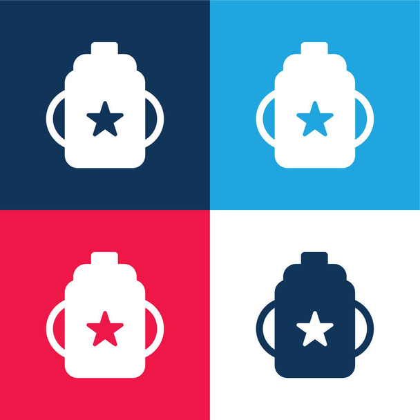 Bebé Copa azul y rojo de cuatro colores mínimo icono conjunto - Vector, imagen