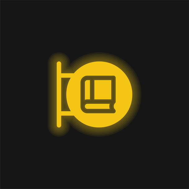Księgarnia żółta świecąca ikona neonu - Wektor, obraz