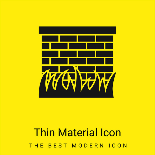 Cihlová zeď s travními listy Okraj minimální jasně žlutý materiál ikona - Vektor, obrázek