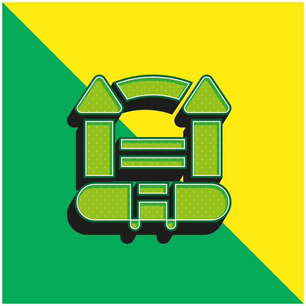Bouncy Castle Zielony i żółty nowoczesny ikona wektora 3D logo - Wektor, obraz